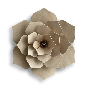 3D Wooden Decoration Flower, 15cm - Natural Wood