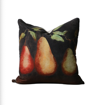 Raphael Vintaged Trois Poire Velvet & Linen Cushion