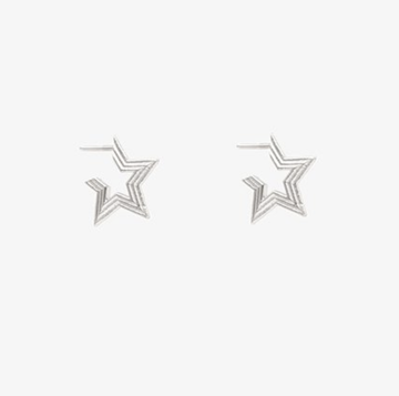 Star Hoop Earring - Silver