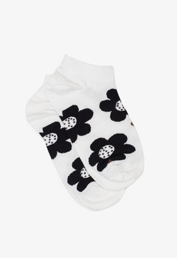 Ankle Flower Sock - White