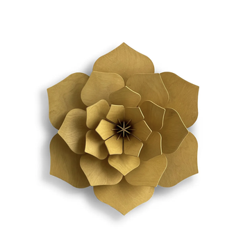 3D Wooden Decoration Flower, 24cm - Honey Yellow