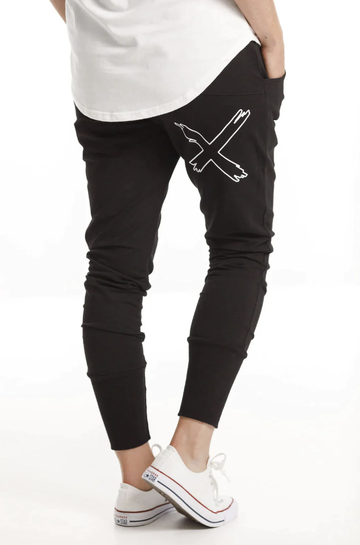 Apartment Pants - Winter Weight - Black with white X outline