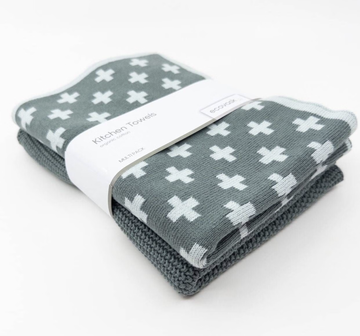 Kitchen Towel Combo - Sea Foam/Chequer