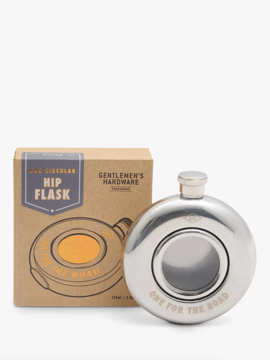 Circular Hip Flask 'One for the Road'