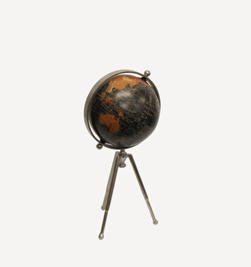 Small Black Globe on Stem Tripod Stand