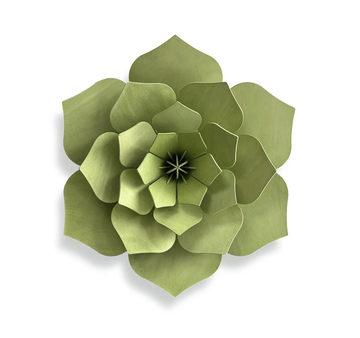3D Wooden Decoration Flower, 15cm - Pale Green