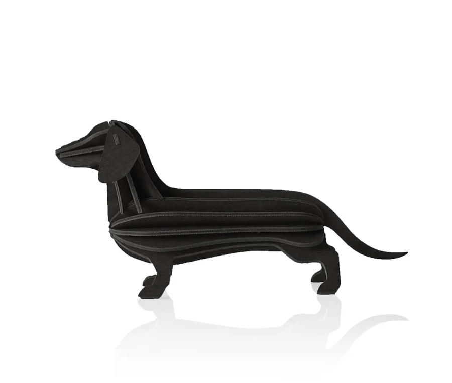 3D Wooden Dachshund Decoration/12cm - Black