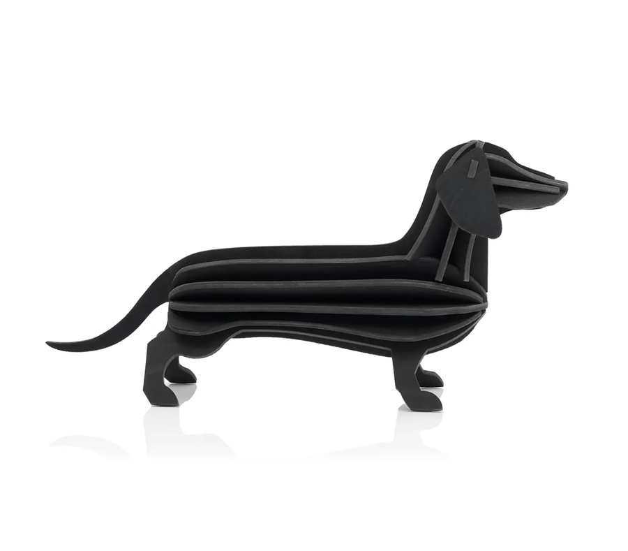 3D Wooden Dachshund Decoration/31cm - Black