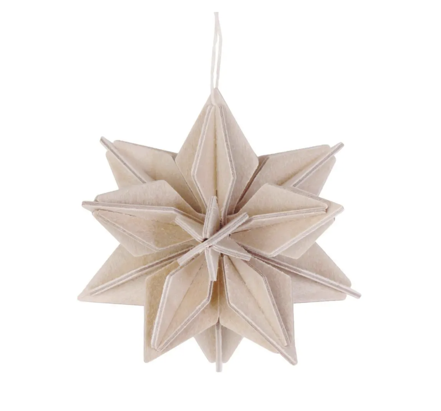 3D Wooden Star Hanging Decoration/10cm - Natural