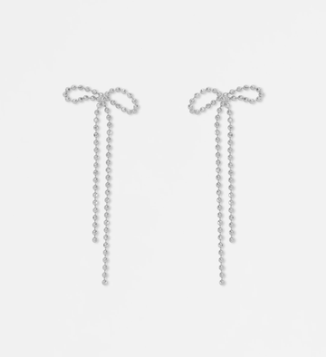 Earrings - Silver Petite Chain Bow