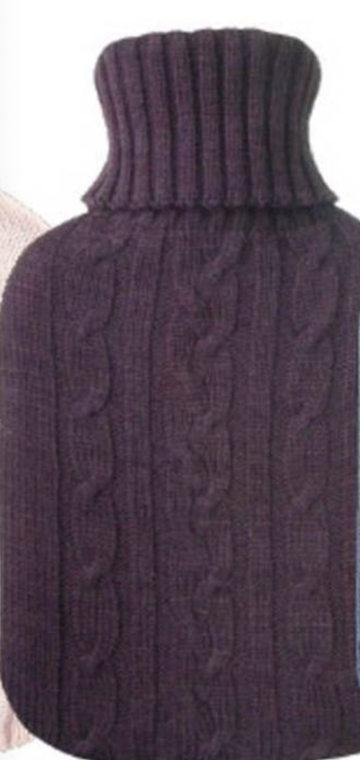 Knit Hot Water Bottle Cover - Brown