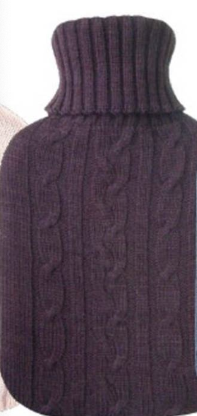 Knit Hot Water Bottle Cover - Brown