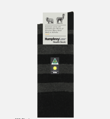 Fine Merino/Baby Alpaca Blend Health Sock - Black