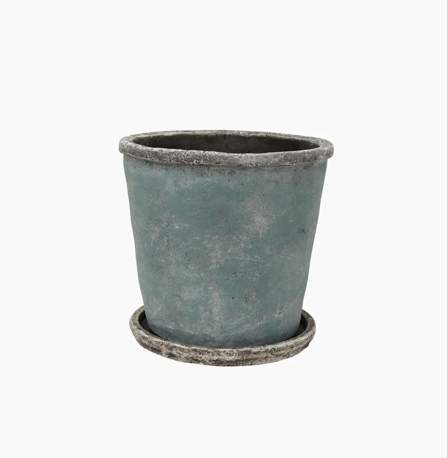 Sea Blue Plant Pot & Saucer Large