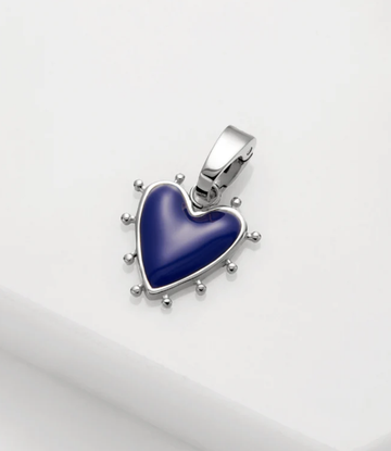 Heart Charm - Blue/Silver