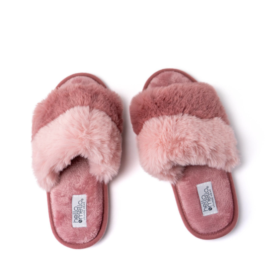 Cotton Candy Puff Slippers - Berry