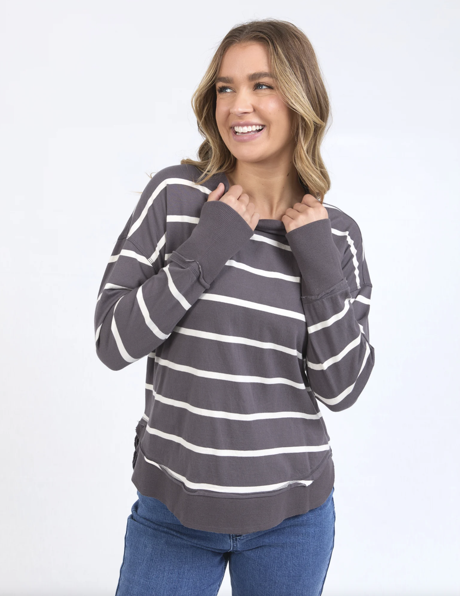 Farrah Stripe Long Sleeve - Dark Grey