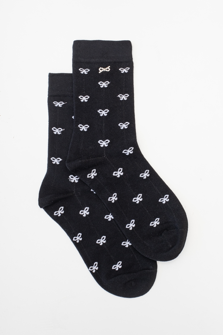 Black & Silver Bow Sock