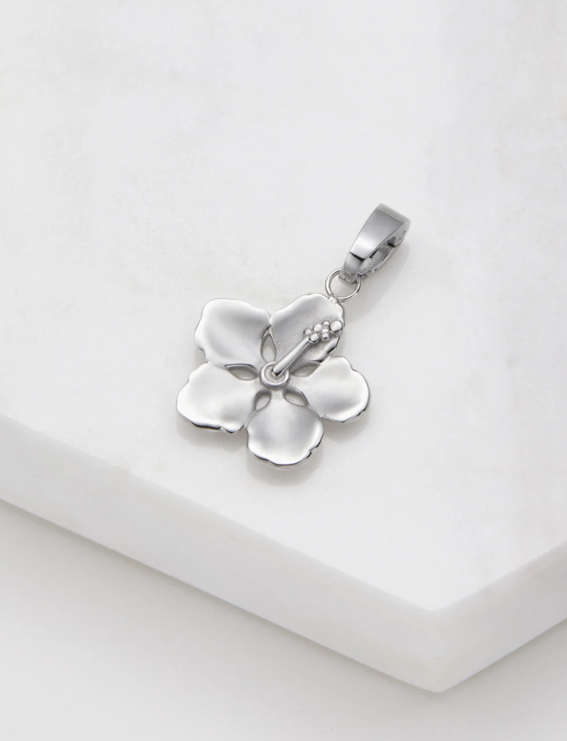 Hibiscus Flower Charm - Silver