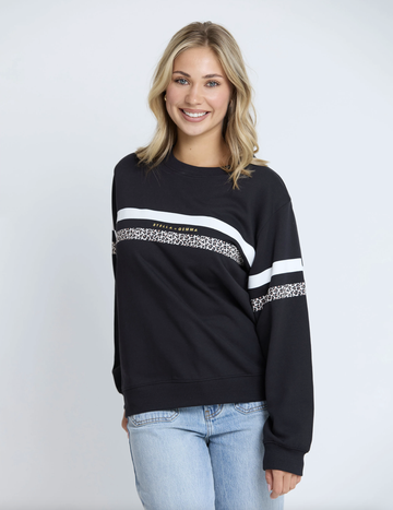 Essential Sweat Black Leopard and White Stripe