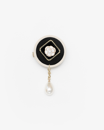 Rosette Pearl Drop Brooch