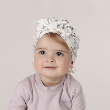 Cotton Bow Beanie/Floral - Small