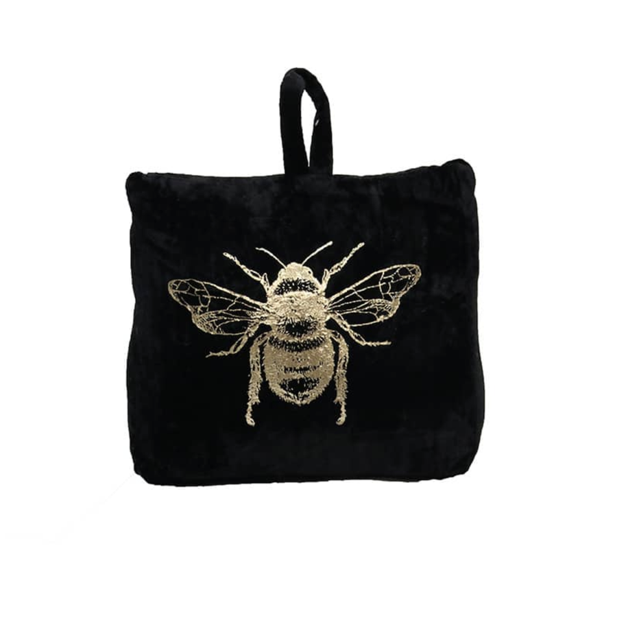 Velvet Bee Doorstop - Black/Gold