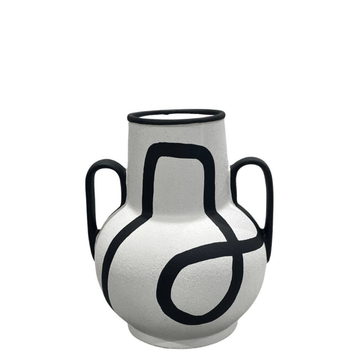 Hand Painted Black Vase with Handles