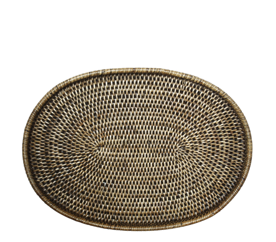 Rattan Oval Tray Brown - Large