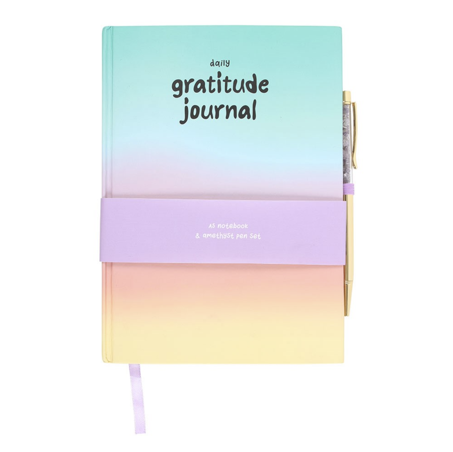Mindful Moments Gratitude Journal with Amethyst Pen