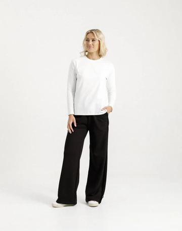 Alpine Palazzo Pants - Black with Black Velvet Ribbon