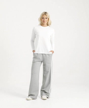 Alpine Palazzo Pants - Grey Marle with White Velvet Ribbon