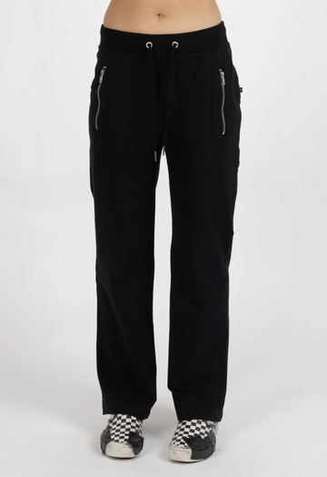 Loose Leg Escape Trackies - Black/Silver