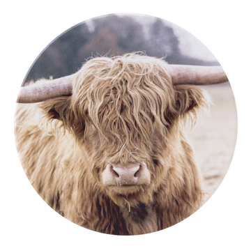 Rustic Meadow Cow Ceramic Coaster