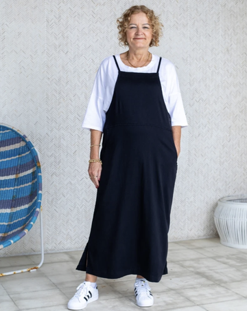 Apron Dress Stretch Denim - Black