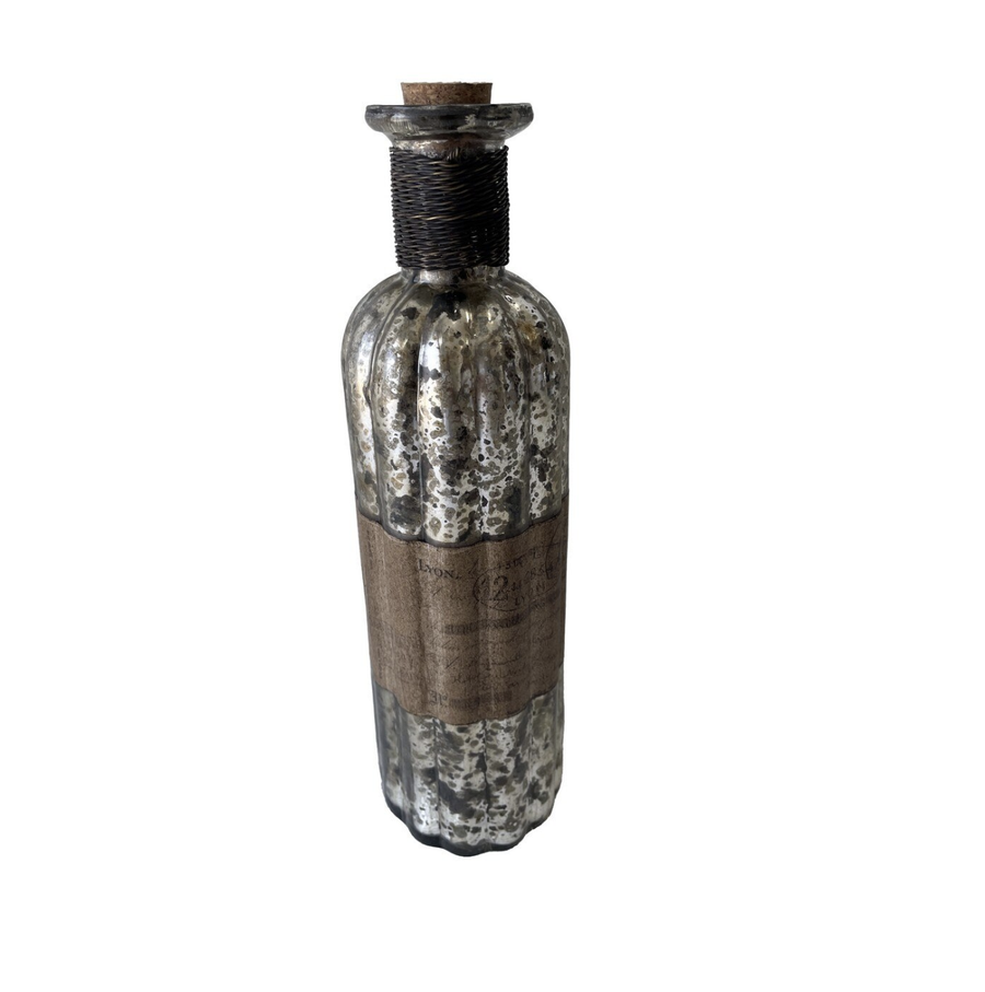 French Chateau Antique Bottle - Rustic Antique Silver/Tall