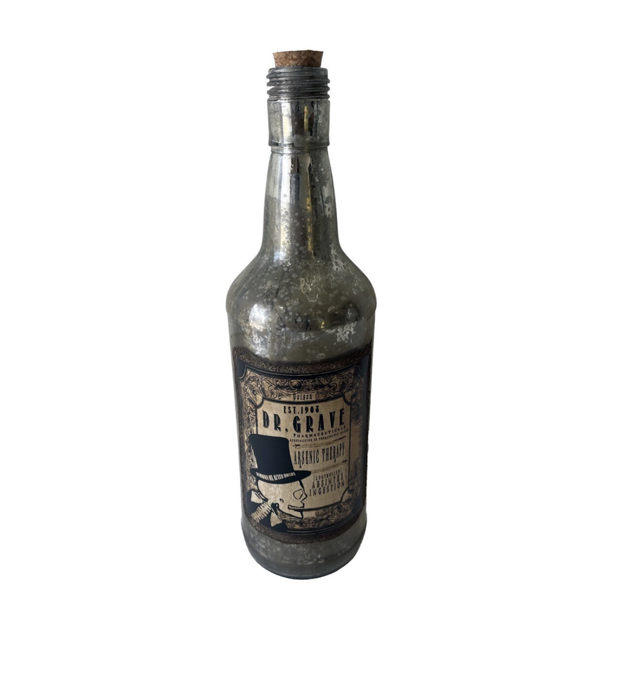 French Chateau Antique Medicine Bottle - Rustic Antique Silver/Tall
