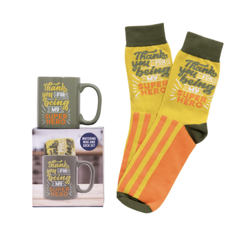 Father's Day Super Hero Mug & Sock Set