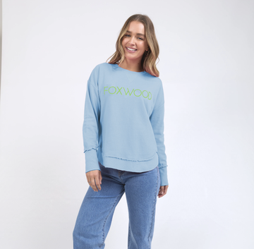 Simplified Metallic Crew - Light Blue with Lime