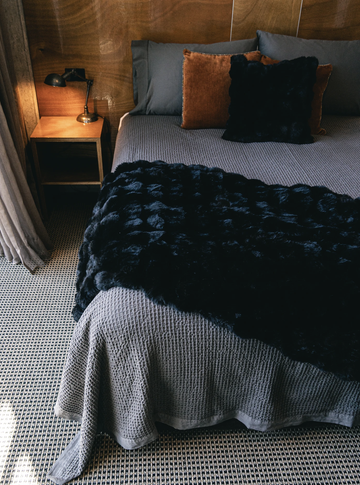 Faux Fur Throw - Black Bear