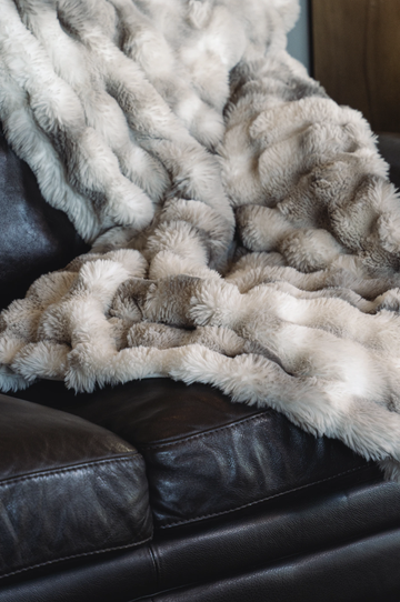 Faux Fur Throw - Winter Hare Brown/Beige