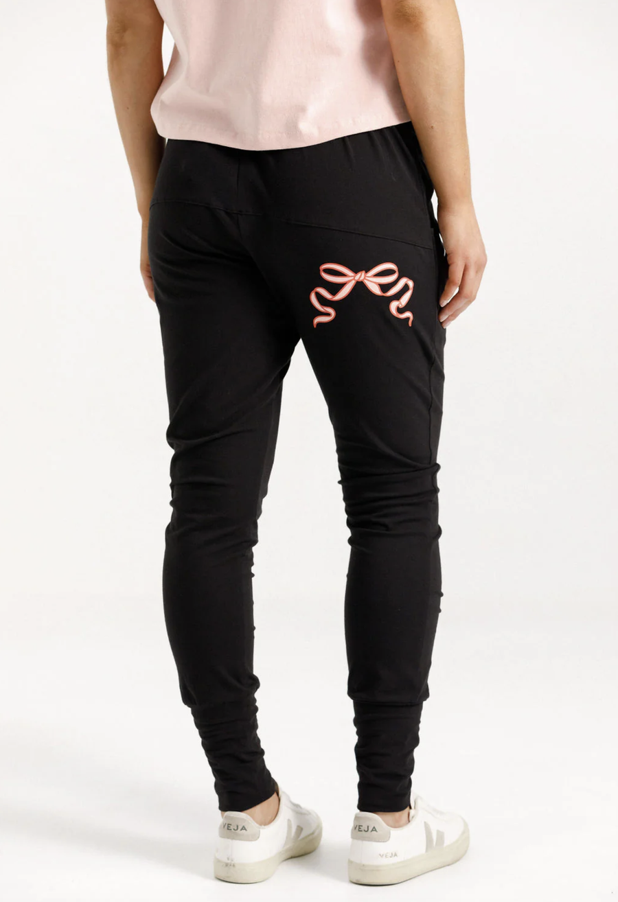 Apartment Pants - Black with Blossom Berry Bow
