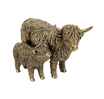 Highland Cattle & Calf Statue