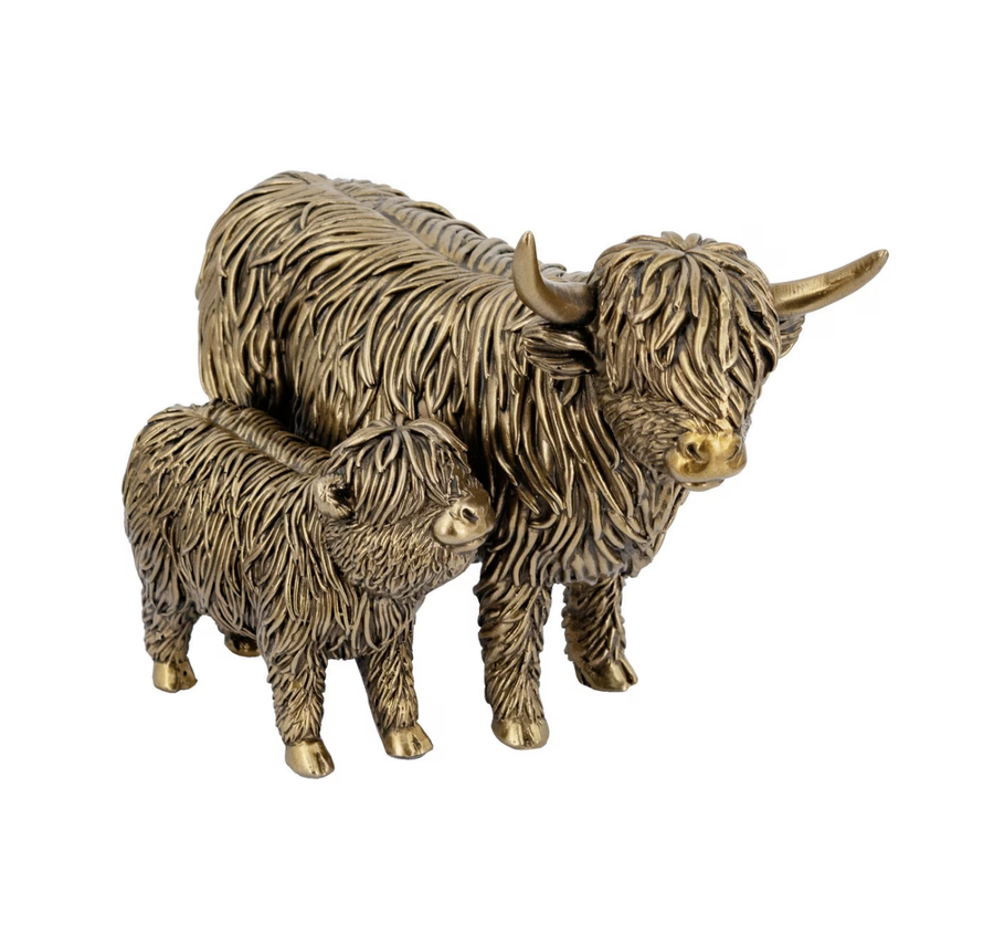 Highland Cattle & Calf Statue