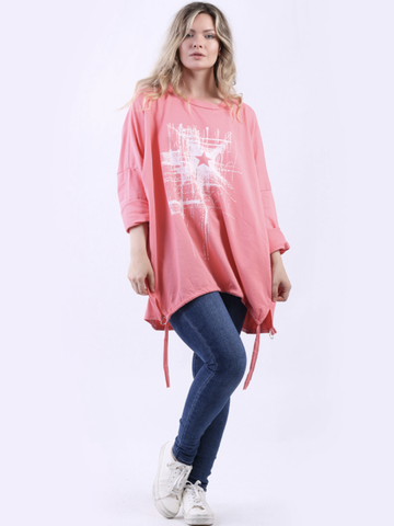 Starburst Cotton Sweater - Coral