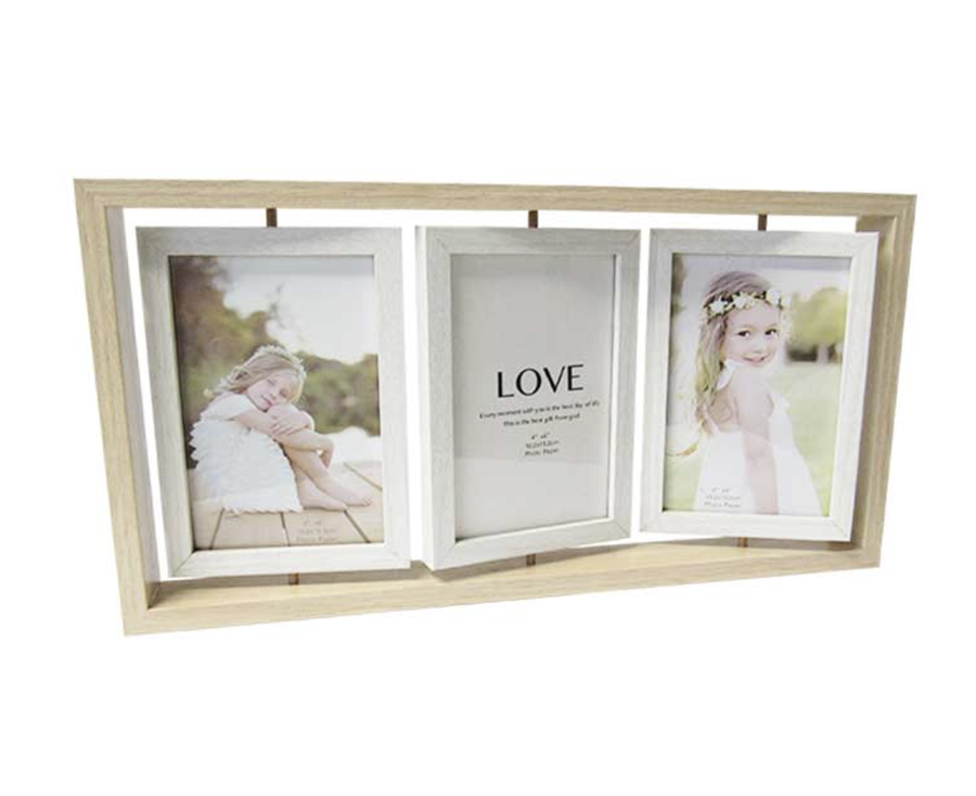 Beech Tones Triple White Photo Frame