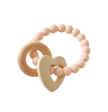 Silicone Wood Baby Teether - Heart