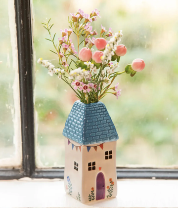 Cottage Bud Vase -Teal Cottage
