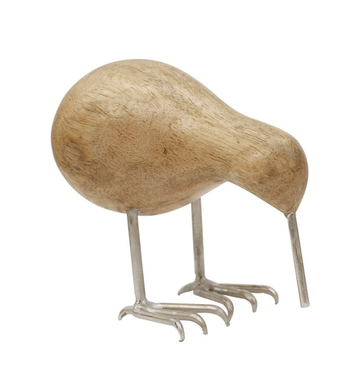 Wooden Kiwi with Pewter Beak & Legs
