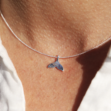 Sterling Silver and Paua Whale Fluke Necklace